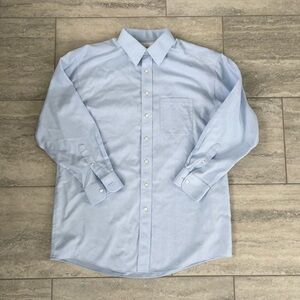 Gold Label Roundtree & yorke Herringbone Blue White Button-Down Men Shirt 16 -33